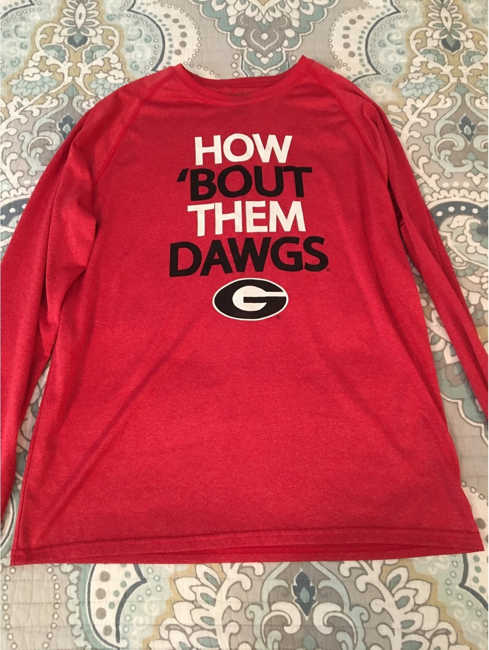 Georgia Bulldogs Long Sleeve Red Shirt "How 'Bout Them Dawgs"